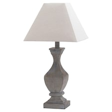 Hill Interiors Incia Fluted Wooden Table Lamp (UK Plug) - Brown/White - One Size