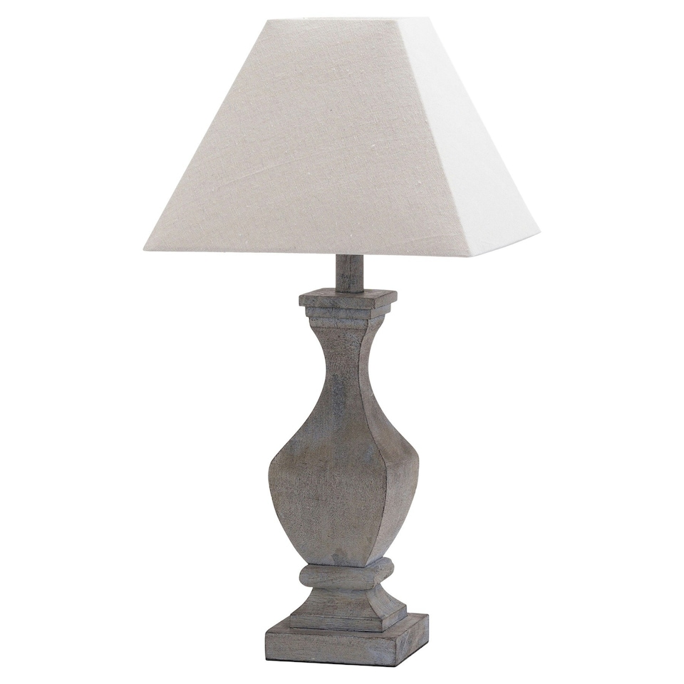 image 1 of Hill Interiors Incia Fluted Wooden Table Lamp (UK Plug) - Brown/White - One Size