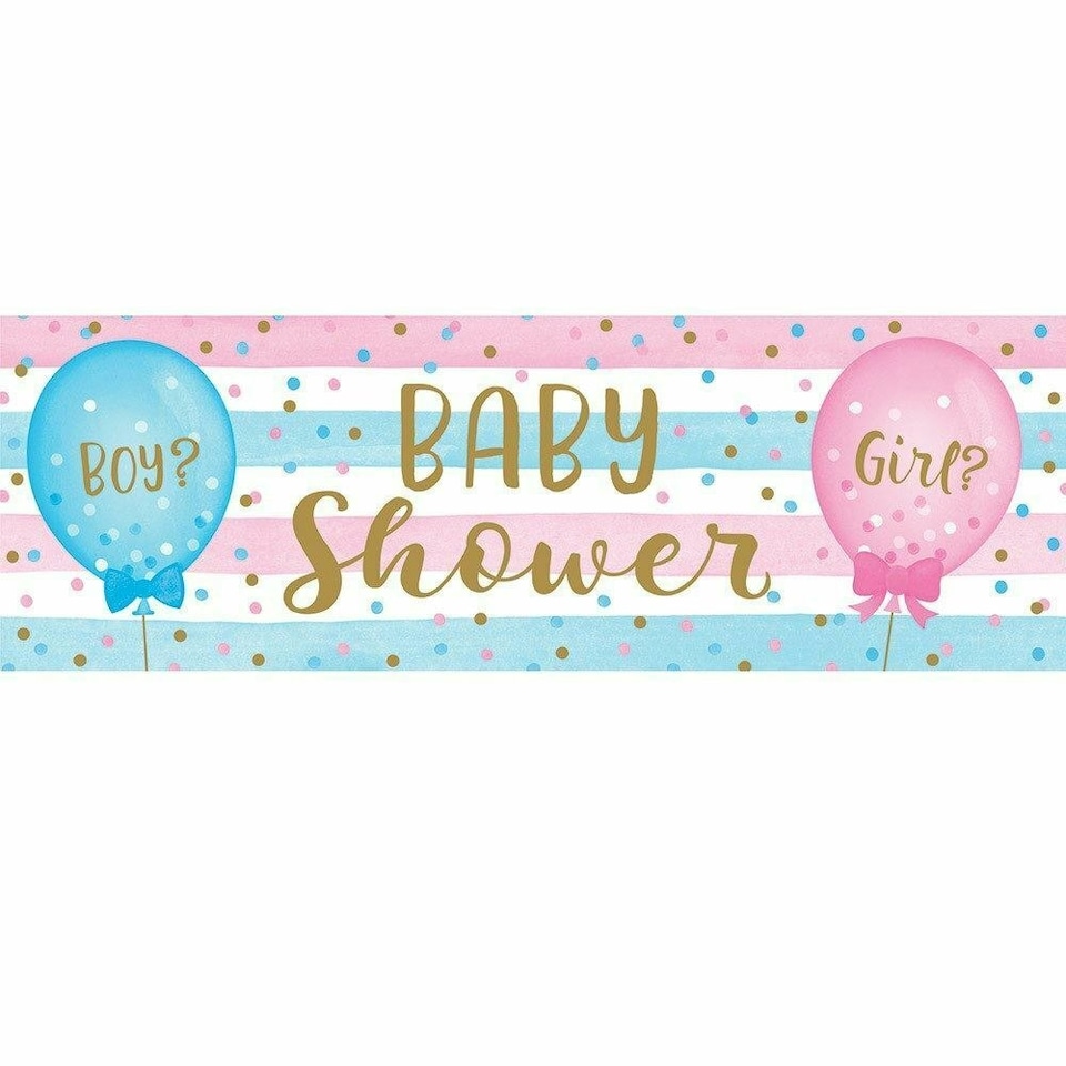 Creative Party Balloons Gender Reveal Banner - Blue/Pink/White - One Size