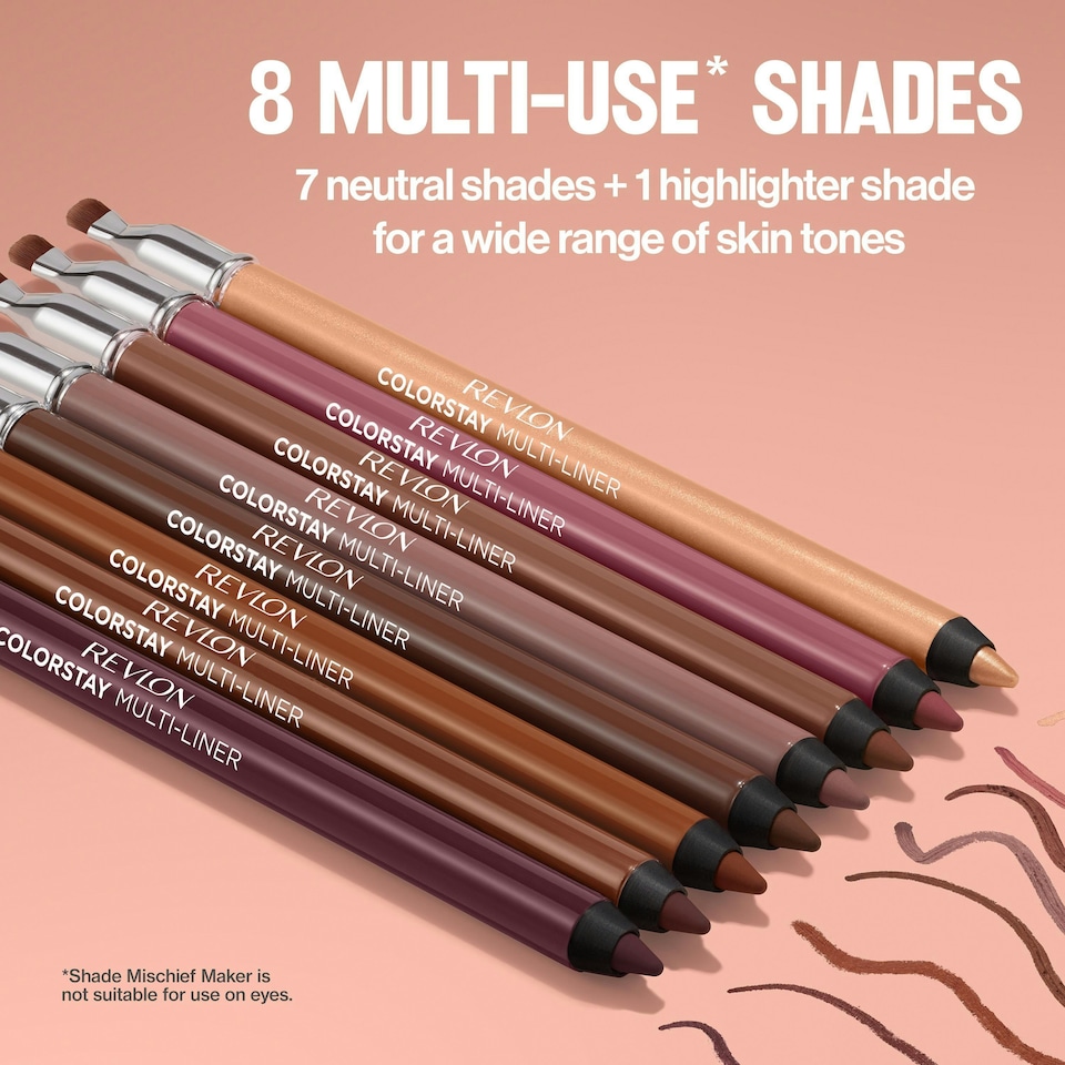 image 1 of Revlon ColorStay Multi-Liner, Creamy Formula, Multiuse For Lips, Eyes & Face, Precision Brush for Easy Blending, Transfer Proof, Sharpenable Pencil, As Is N/A