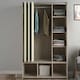 image 5 of Uppsala Open Wardrobe Unit in Jackson Hickory Oak with a Beige Textile Curtain