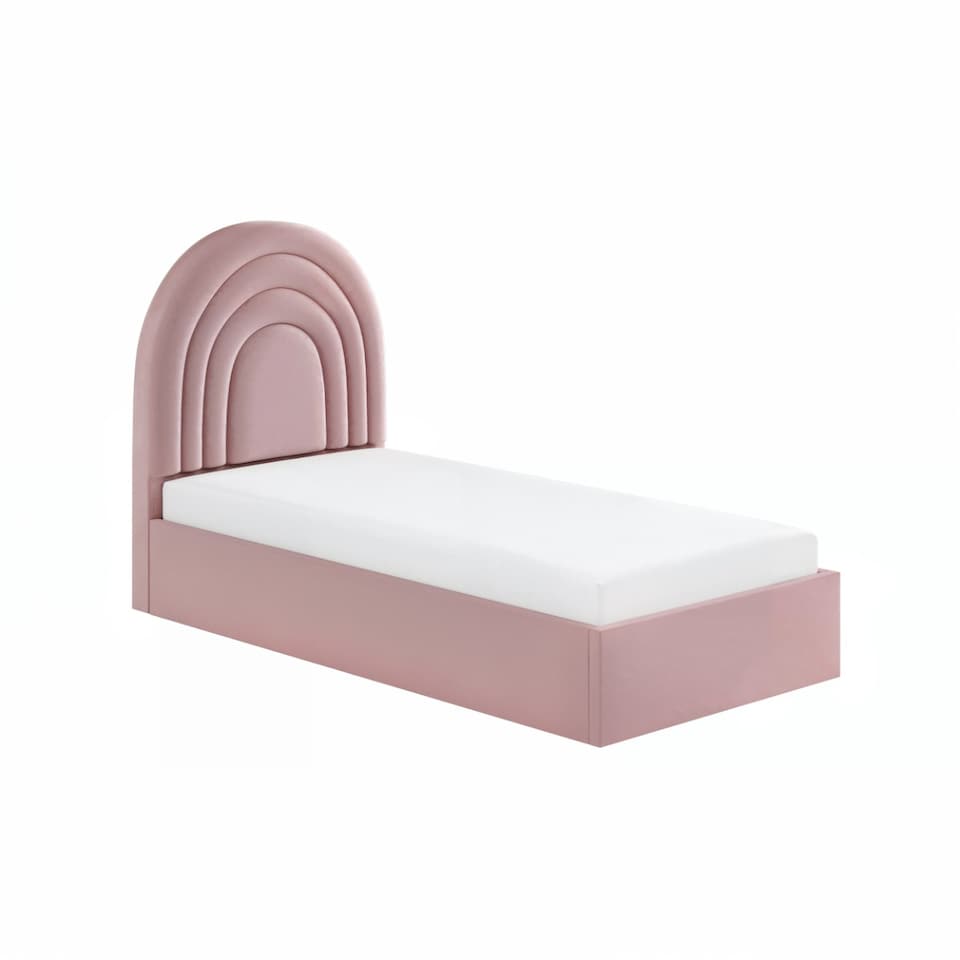 image 1 of Flair Ava Single Ottoman Bed Pink Velvet