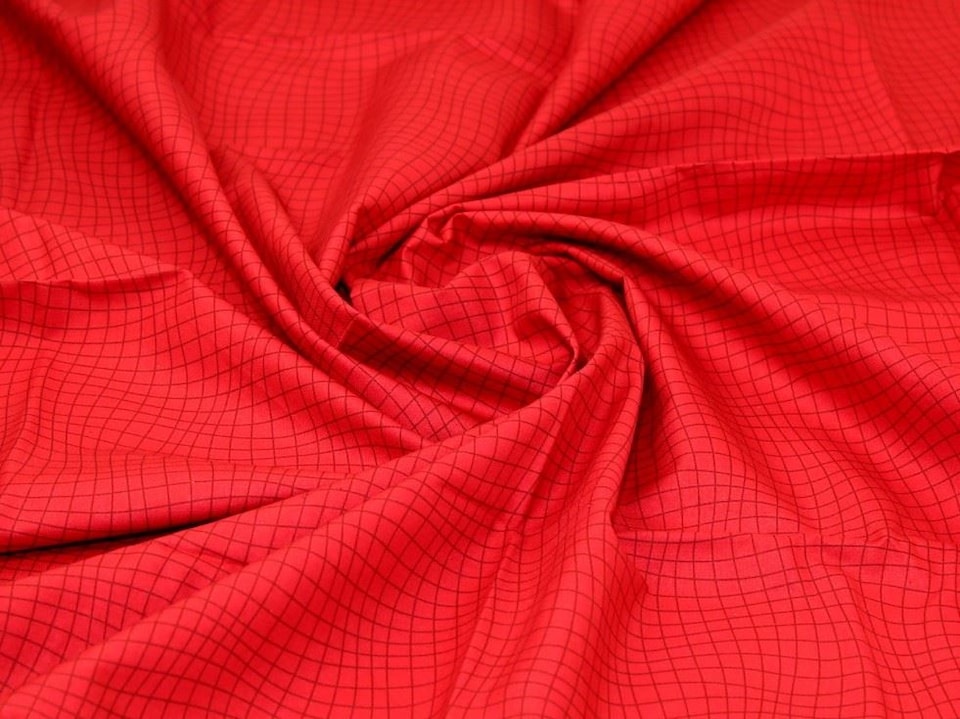 Red 100% Cotton Fabric for Bag Making, Dressmaking, Quilting, 112cm / 44" Wide - per metre