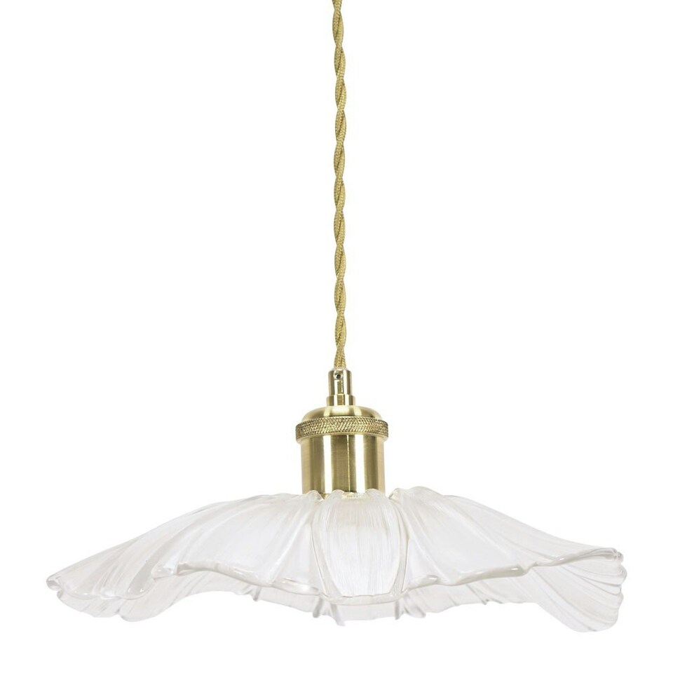 image 1 of ValueLights Cassia Clear Glass Flower Gold Pendant Ceiling Light