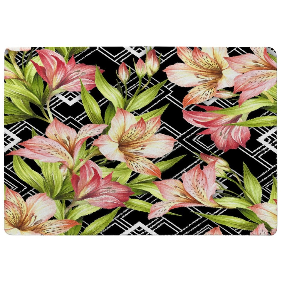 image 1 of Bright Plants on Geometric Background (Rug) Multi | XL: 160x230cm