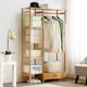 image 4 of Living and Home Wooden Clothes Rack with Hooks and Drawer | Multi | Not provided