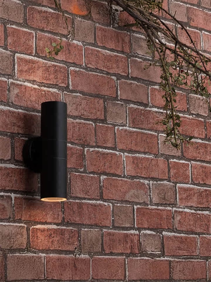 image 1 of ValueLights Black Outdoor Wall Up-Down Light and Warm White Bulbs
