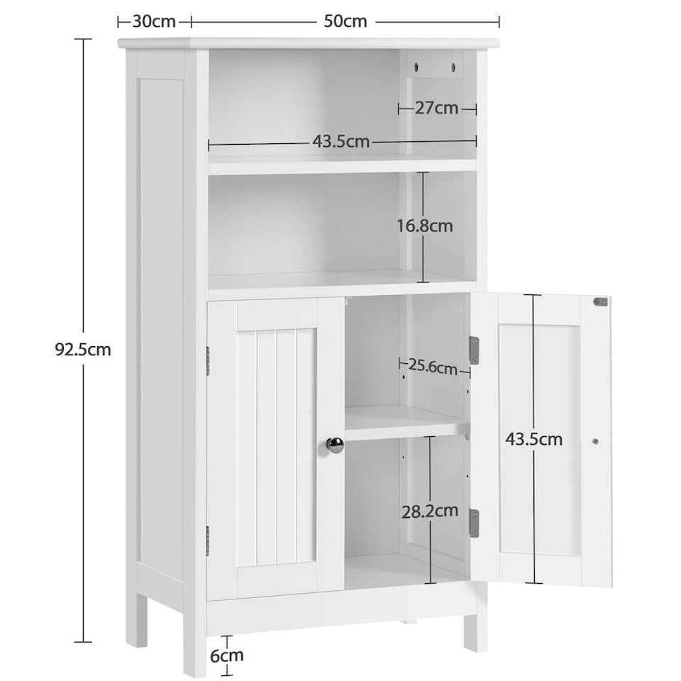 image 1 of Yaheetech 5-Tier Bathroom Floor Cabinet with Double Door White White