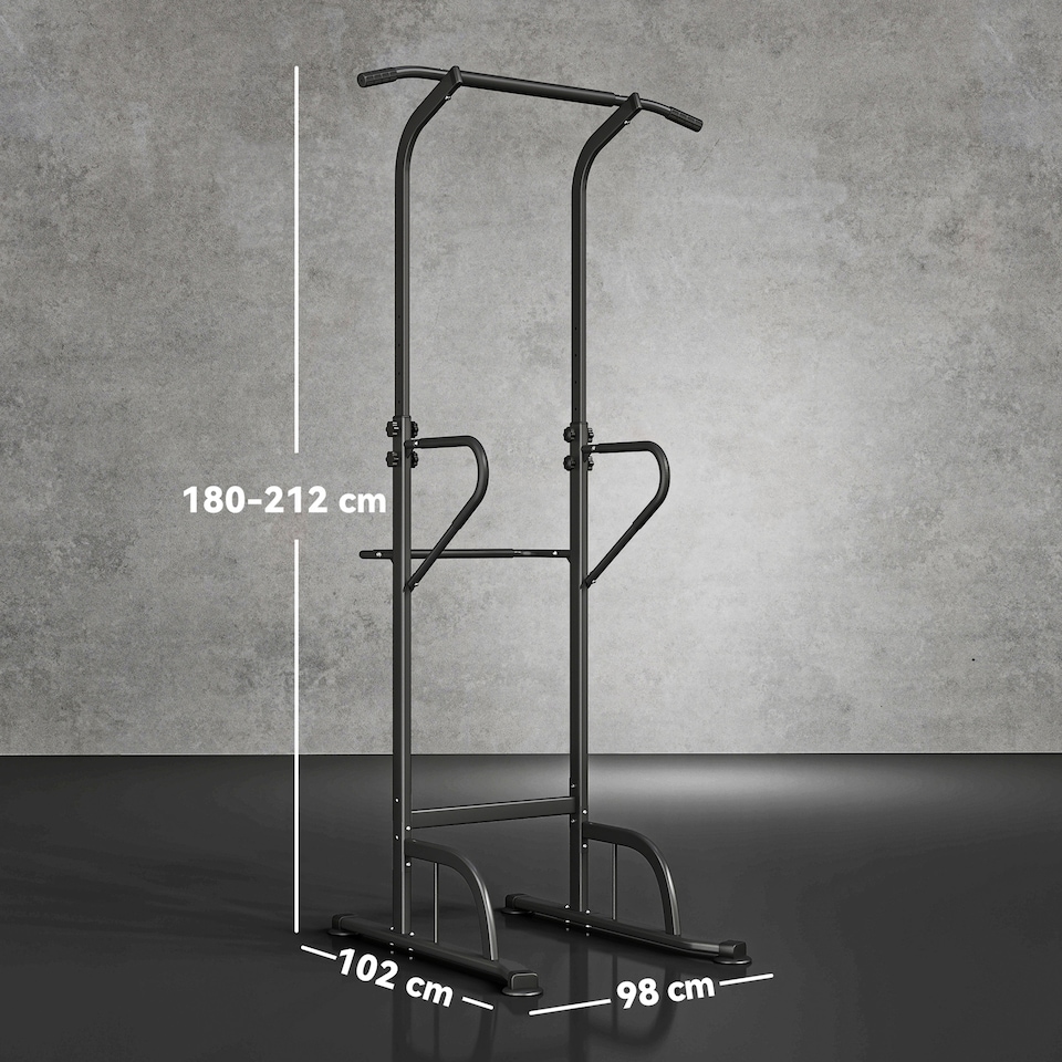 image 1 of HOMCOM Power Tower Multi-Function Pull Up Station w/ Adjustable Height for Gym