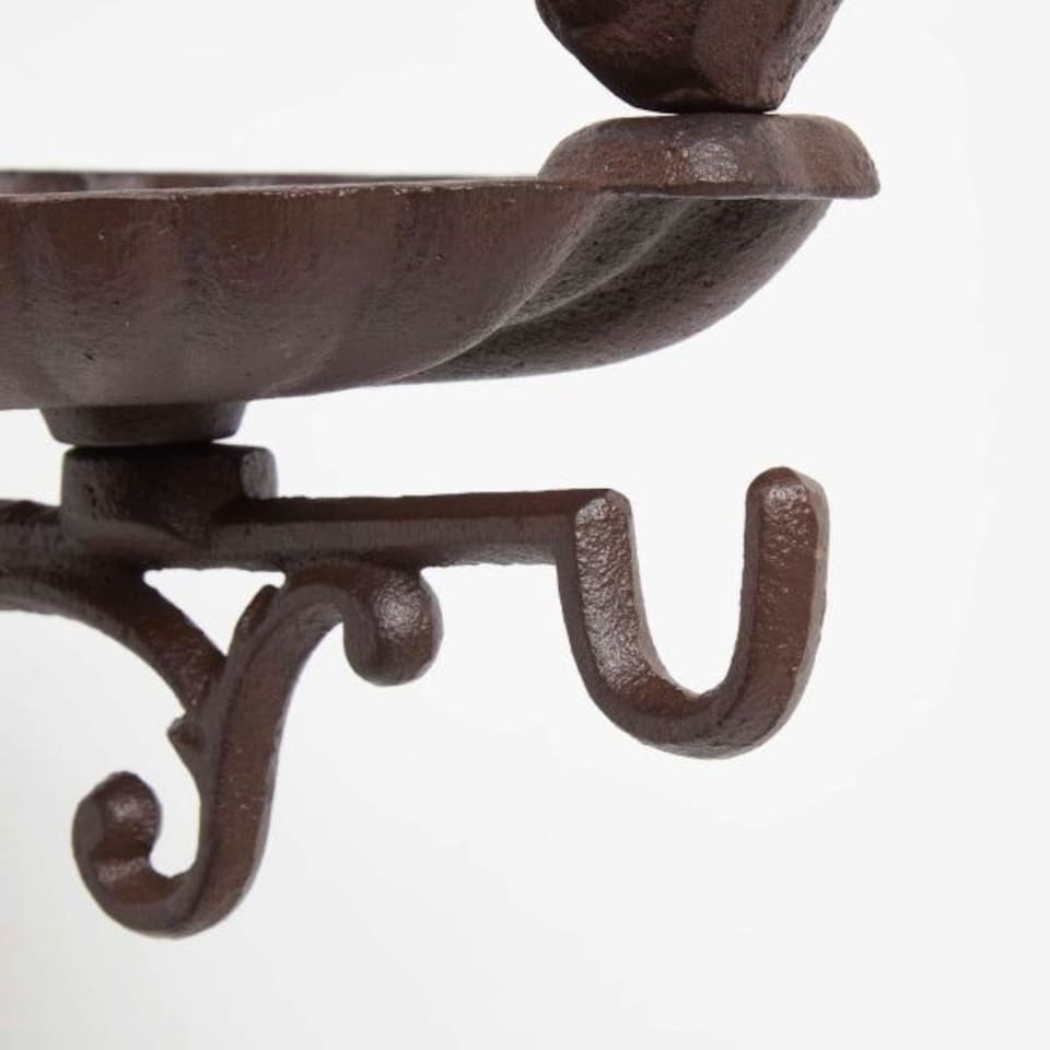 image 1 of Homescapes Cast Iron Wall Mounted Bird Bath with Bird Decoration