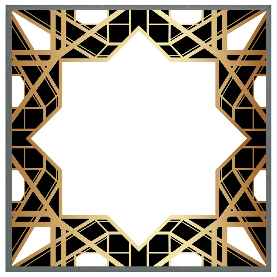 image 1 of Art deco star border (Picture Frame) White | L