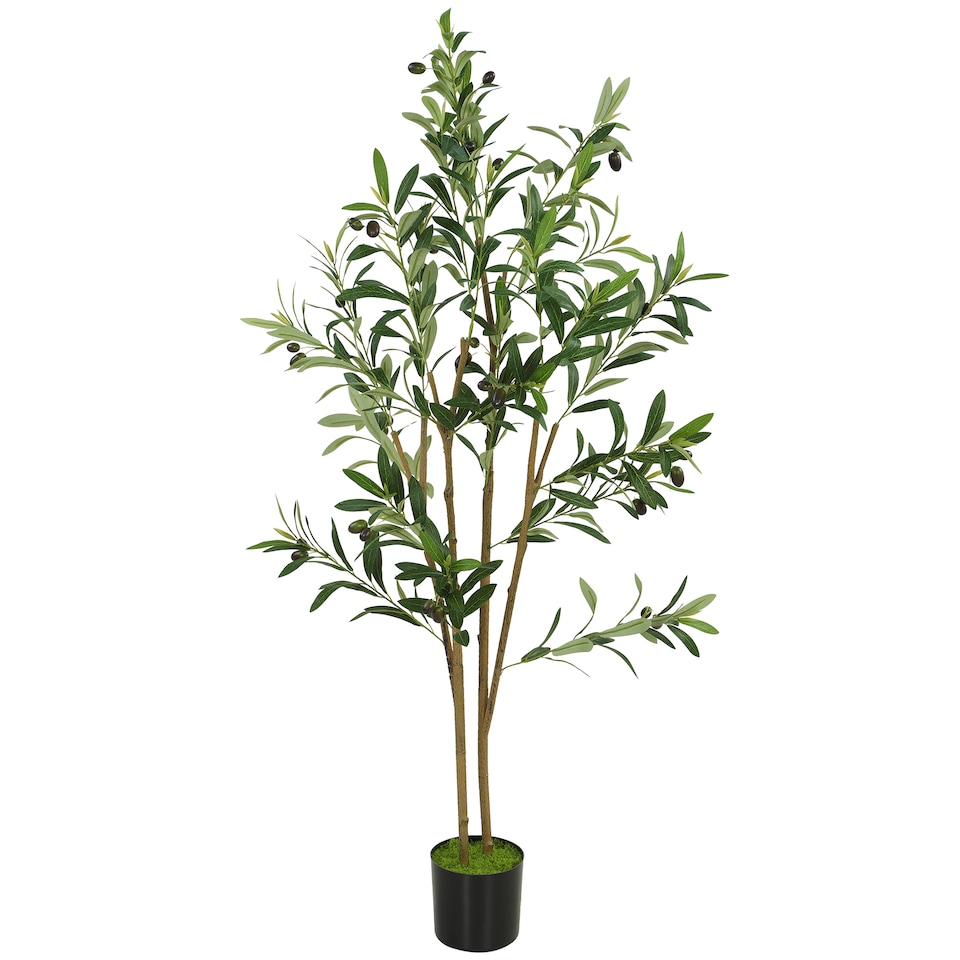 image 1 of HOMCOM 120 cm Decorative Artificial Plant, Silk Olive Tree with 303 Leaves