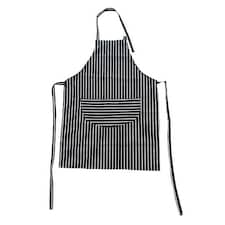 Oypla Adult Cotton Blue & White Butcher Stripe Chefs Apron with Pockets Black