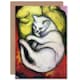 image 1 of Franz Marc Painting White Cat On Yellow Pillow Cushion Greeting Card