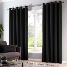 Fusion Sorbonne Eyelet Curtains Black