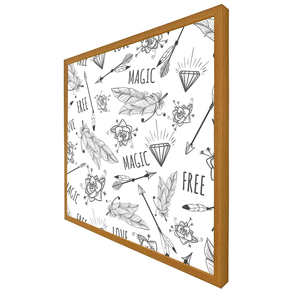 image 1 of Tribal feathers arrows and diamonds (Picture Frame) Black | XL