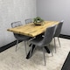 image 5 of Wooden Dining Table with 4 Grey Velvet Chairs, Stylish Dining Room Furniture