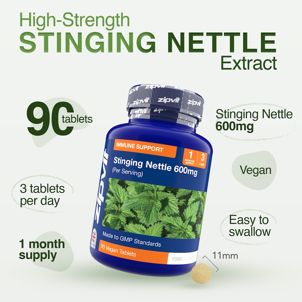 image 1 of Zipvit Stinging Nettle 600mg, Natural Antioxidant & Seasonal Support, 90 Vegan Tablets, 1-Month Supply