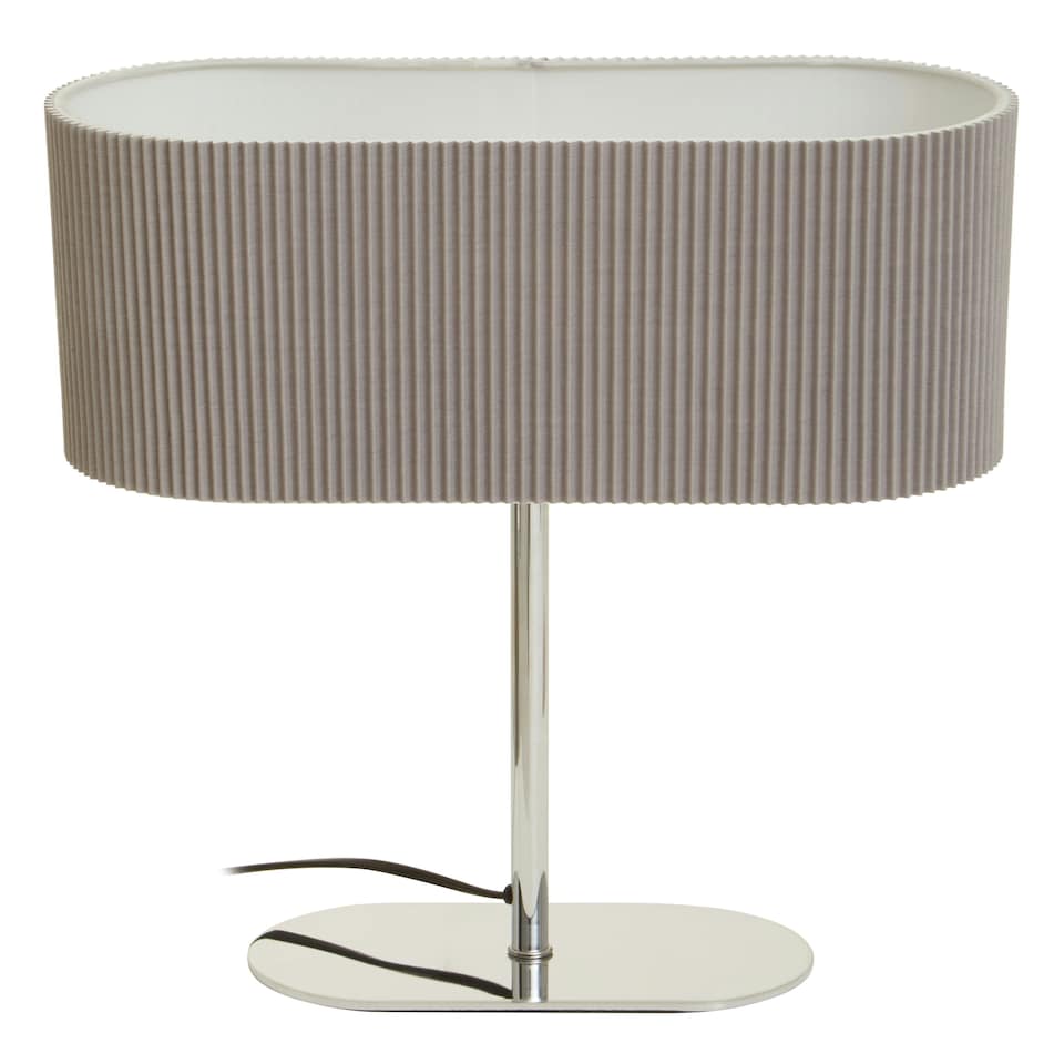 image 1 of Interiors by Premier Silver Table Lamp, Shiny Silver Ceramic Base With Ribbed Texture, White Fabric Shade For Soft