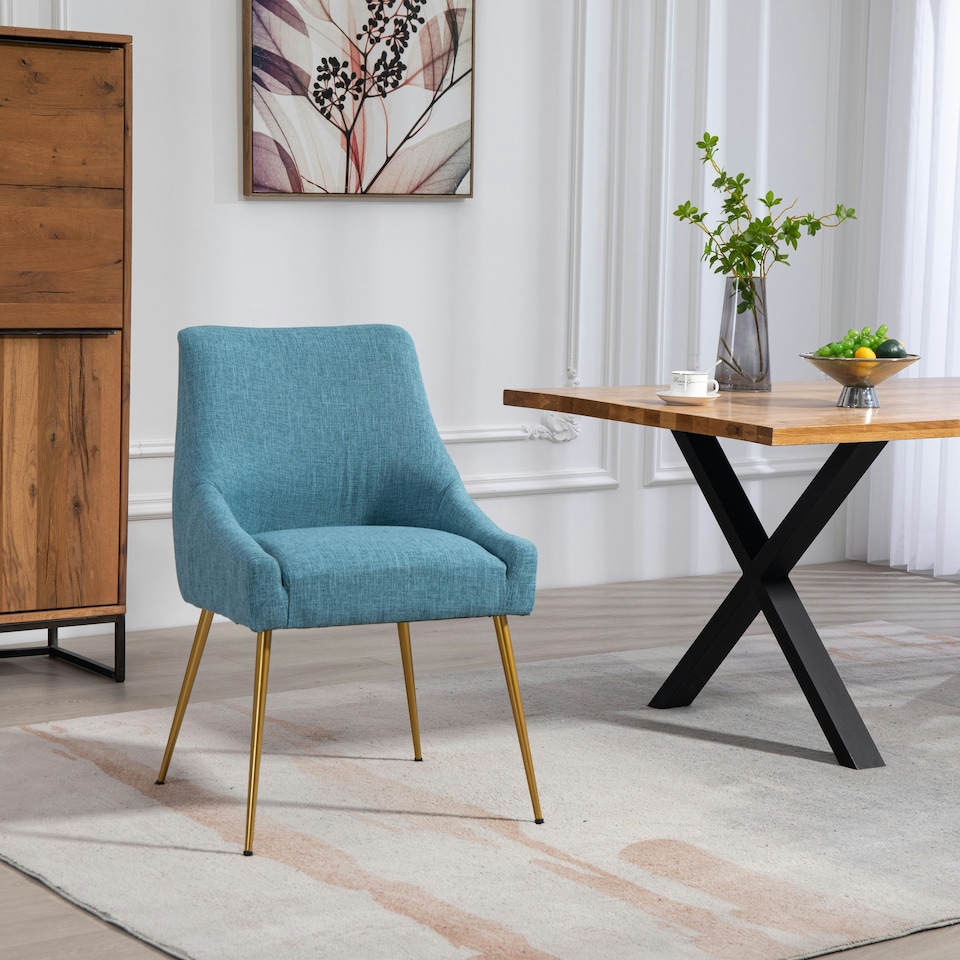image 1 of Set of 2 Lograto Fabric Dining Chairs - Teal