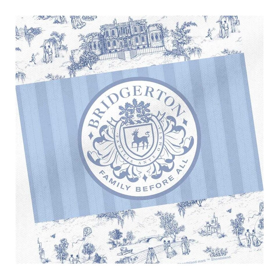 image 1 of Bridgerton Around The Ton Toile Tote Bag | White | White | 1