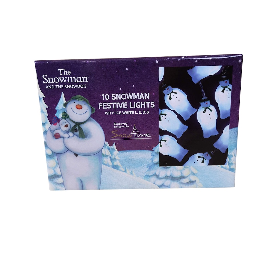 image 1 of The Snowman And The Snowdog Battery Operated 10 Snowmen LED Indoor String Light Ice White LEDs