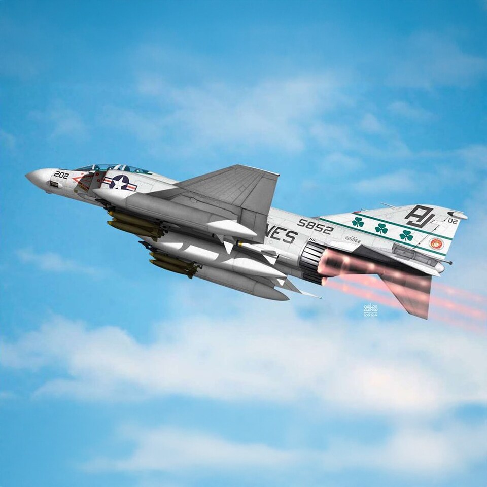 image 1 of Academy US Marines F-4J Phantom II Fighting Shamrocks Model Kit Scale 1-48