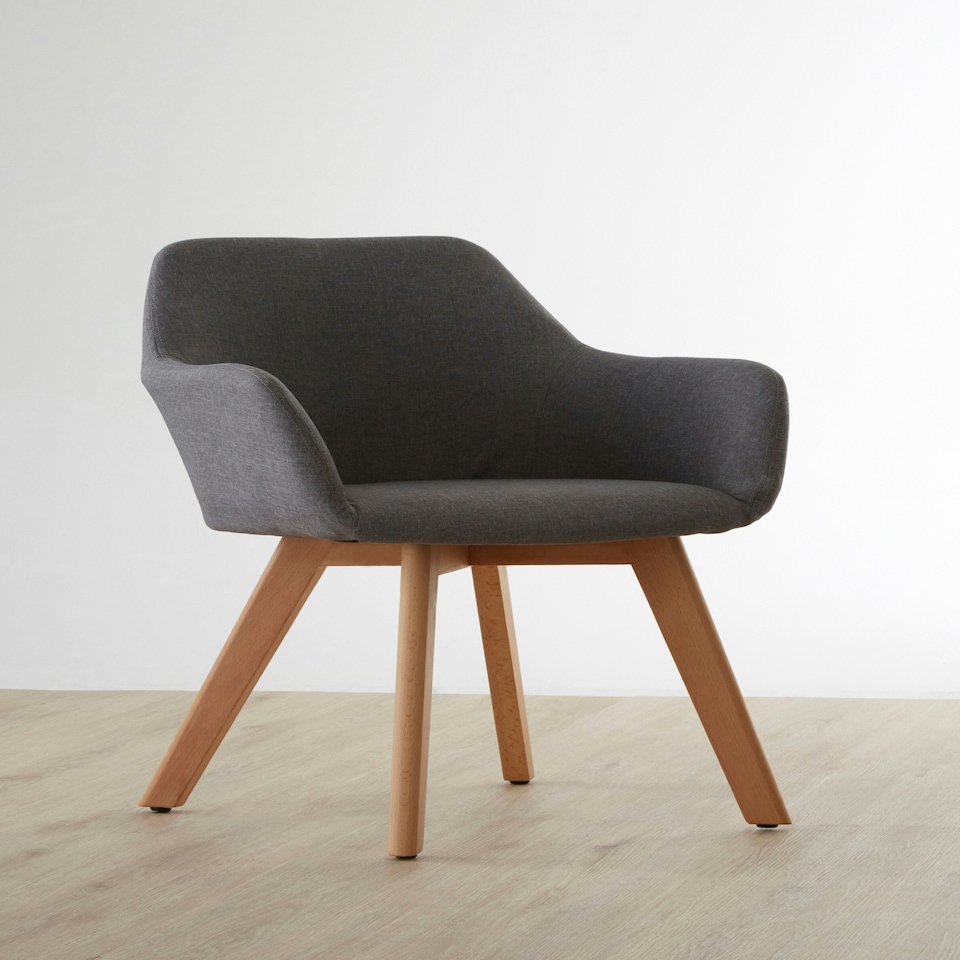 image 1 of Interiors by Premier Grey Fabric Chair With Wood Legs, Backrest Dining Chair, Easy to Clean Accent Office Chair