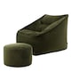 image 3 of Natalia Velvet Adults Bean Bag Armchair and Pouffe, Ready Filled Large Beanbag and Footstool Olive Green | Green | Olive Green | XL | 2