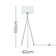 image 3 of ValueLights Camden Brushed Chrome Tripod Floor Lamp White Shade White
