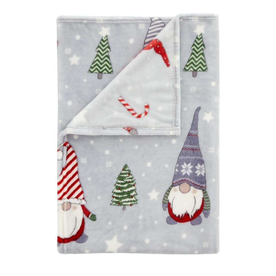 image 1 of Catherine Lansfield Christmas Festive Gnomes Cosy Fleece Blanket Throw