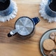 image 4 of Scandi Home 1L Bergen Blue Reactive Glaze Infuser Teapot with Stainless Steel Lid