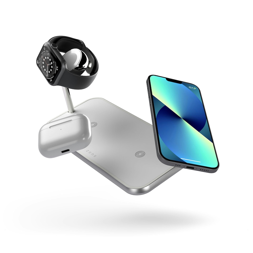 image 1 of Zens Dual+Watch Wireless Charger (incl. Wall Charger) - white