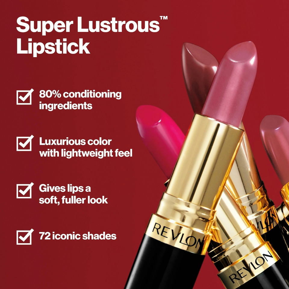 image 1 of Revlon Super Lustrous Lipstick with Moisturising Creamy Formula, Infused with Vitamin E and Avocado Oil, Porto Please N/A