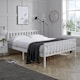 image 1 of Small Double White Wooden Bed 4ft Solid Pine Furniture High End Slatted Base
