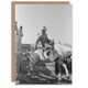 image 1 of Russell Lee Cowboy at Bean Day Rodeo Action Shot Art Greeting Card