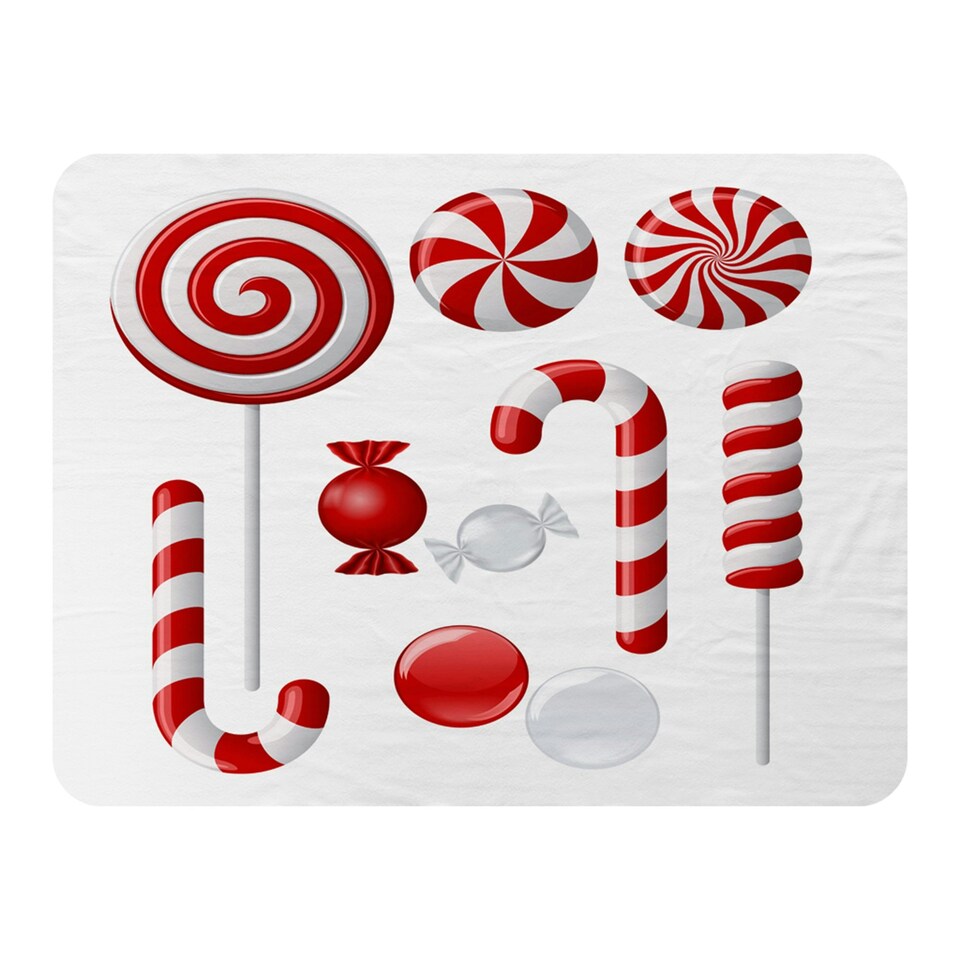 Different red and white candies (blanket)