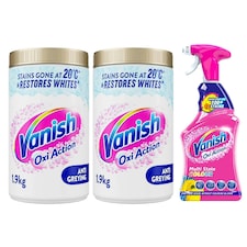 Vanish Gold Oxi Action Stain Remover, Whitening Booster Powder & Colour Spray Bundle