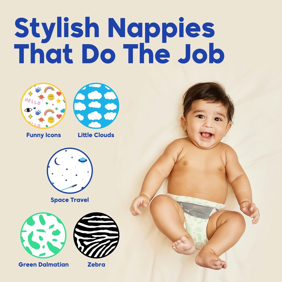 image 1 of Kim & Kimmy Nappies, Size 2, 4-8kg, 72 Pack, Little Clouds