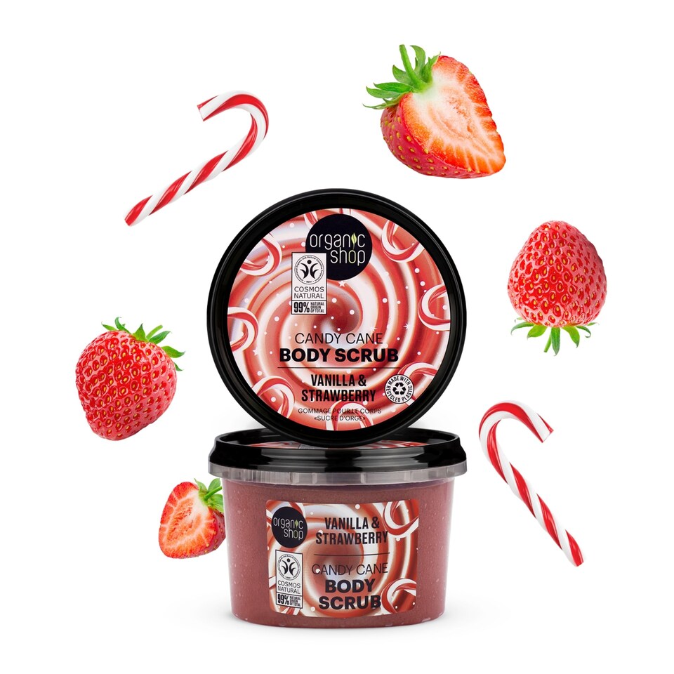 image 1 of Organic Shop Candy Cane Body Scrub Vanilla&Strawberry 250ml