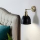 image 3 of ValueLights Retro Style Antique Brass Adjustable Knuckle Joint Wall Light with a Gloss Black Dome Shade - Complete with a 4w LED Filament Bulb 2700K Warm White
