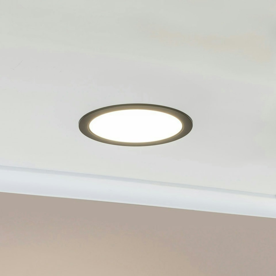 image 1 of ValueLights Lacey Black Round IP44 Bathroom Flush or Recessed Integrated LED Ceiling Light