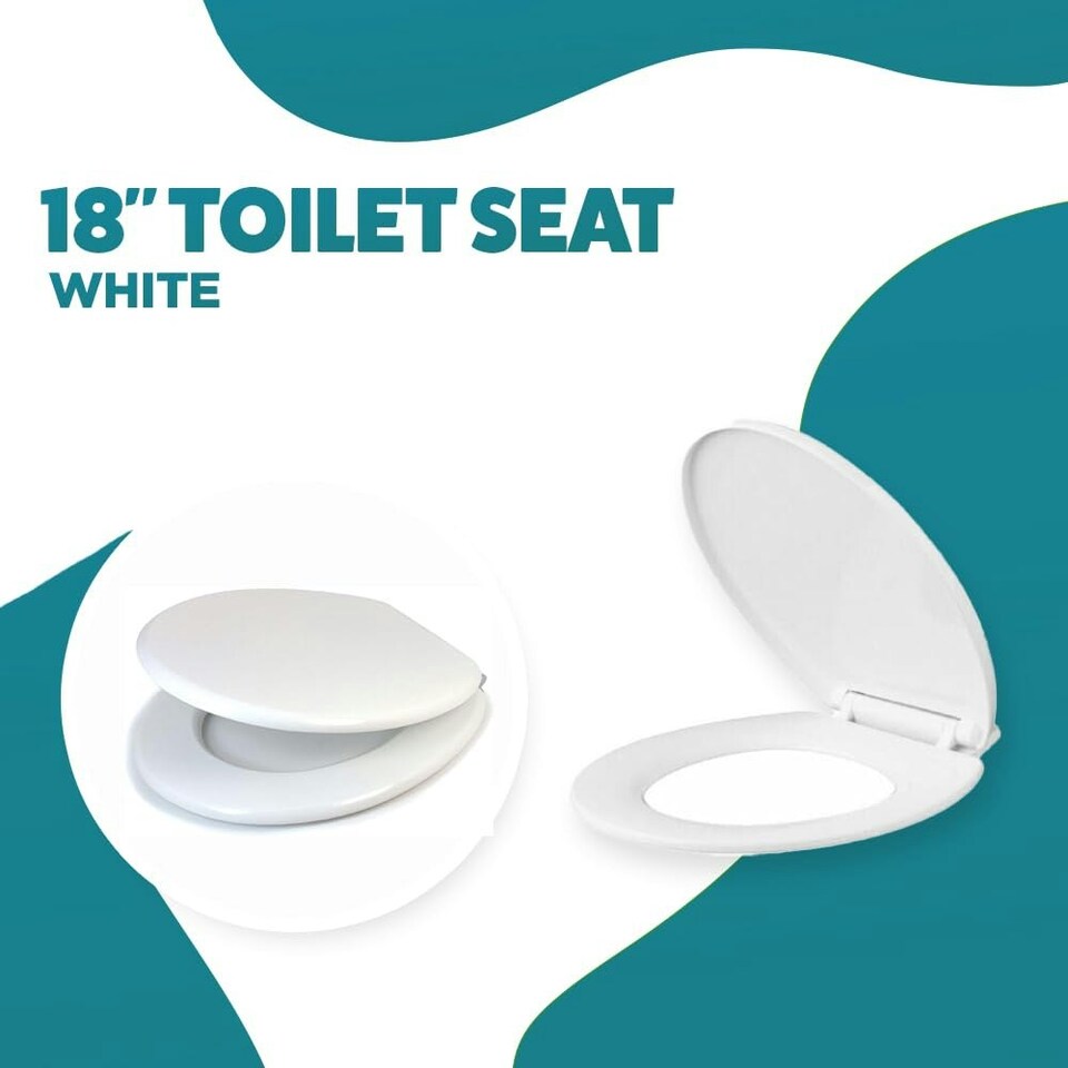 image 1 of Marco Paul White Wooden Toilet Seat 18" White
