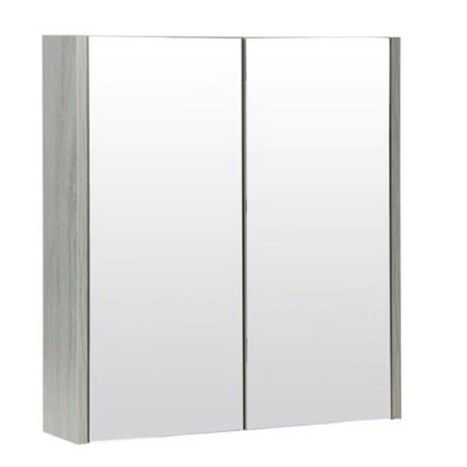 image 1 of Mirror Bathroom Cabinet 600mm Wide - Silver Oak Brown