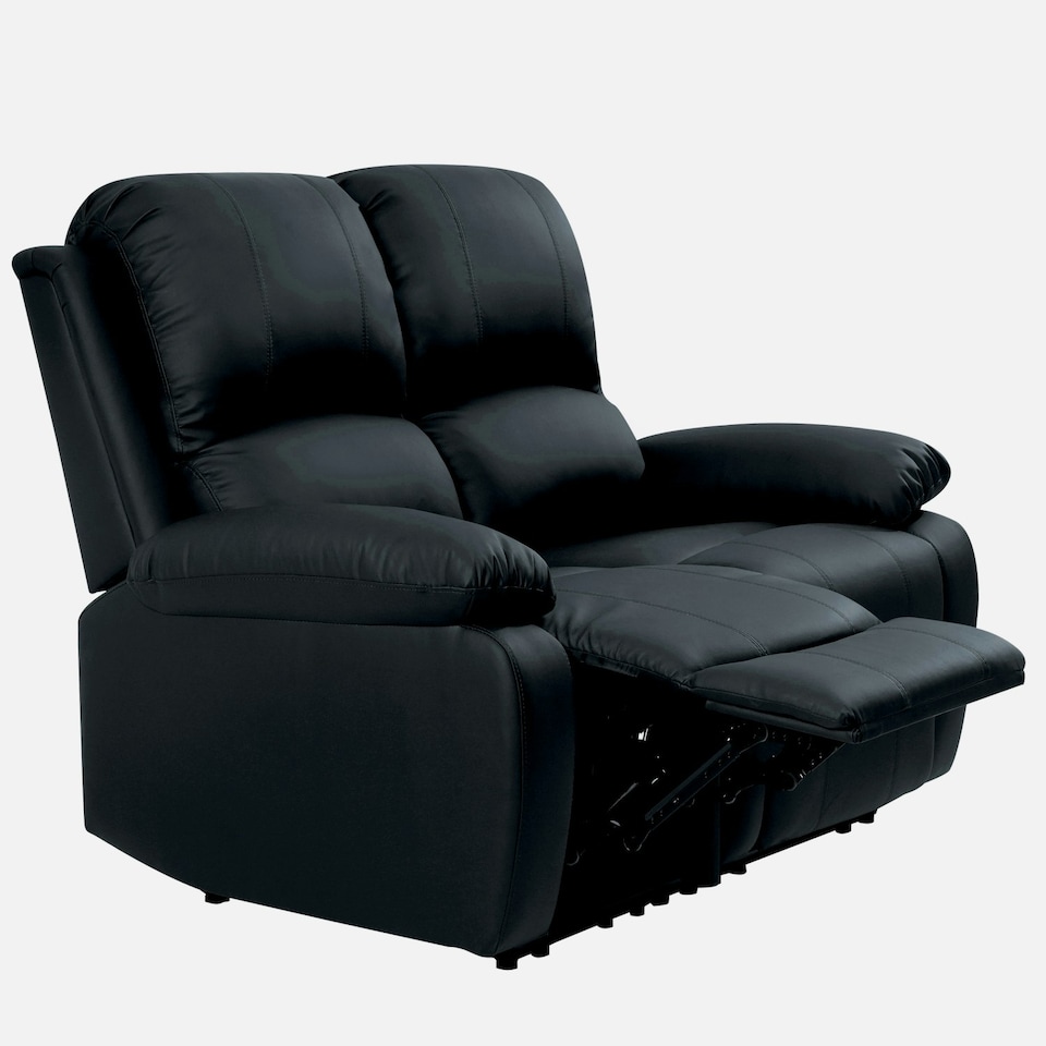 image 1 of PU Faux Leather Reclining Sofa Suite With Armchair, 2-Seater Sofa And 3-Seater Sofa In Black
