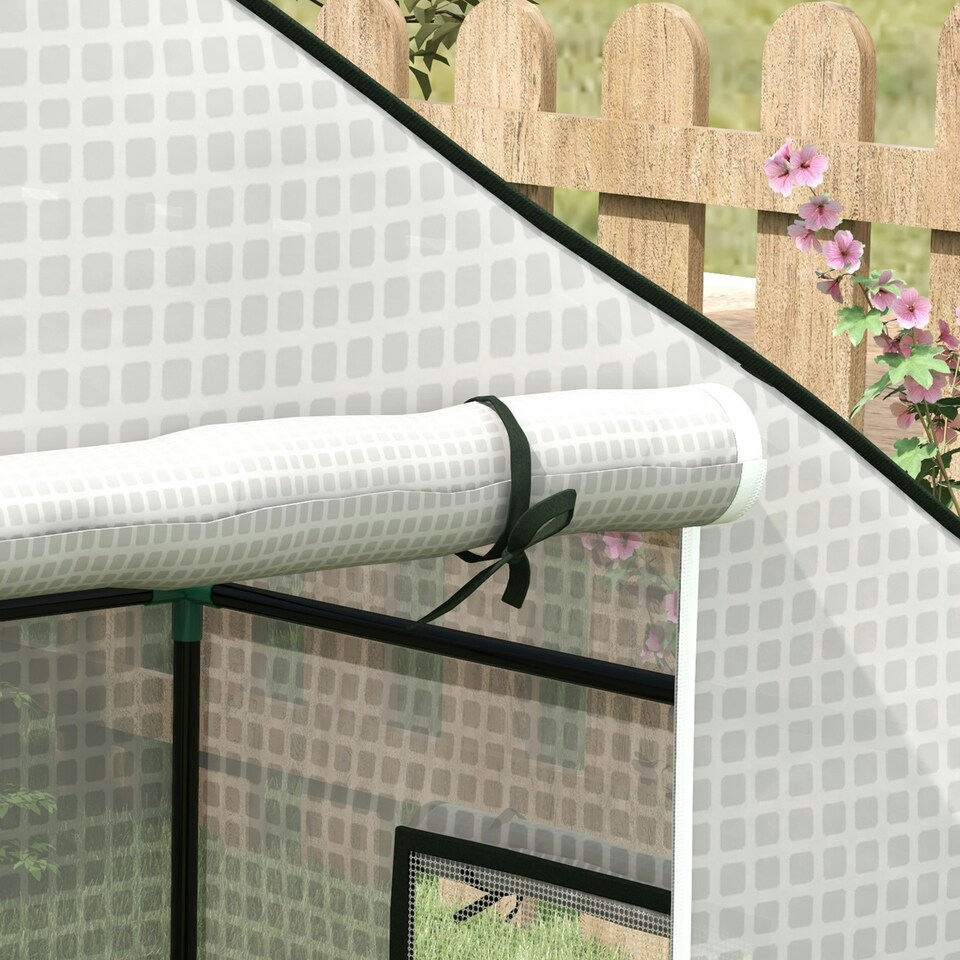 image 1 of Outsunny PE Greenhouse Cover Replacement with Door and Mesh Windows, Green
