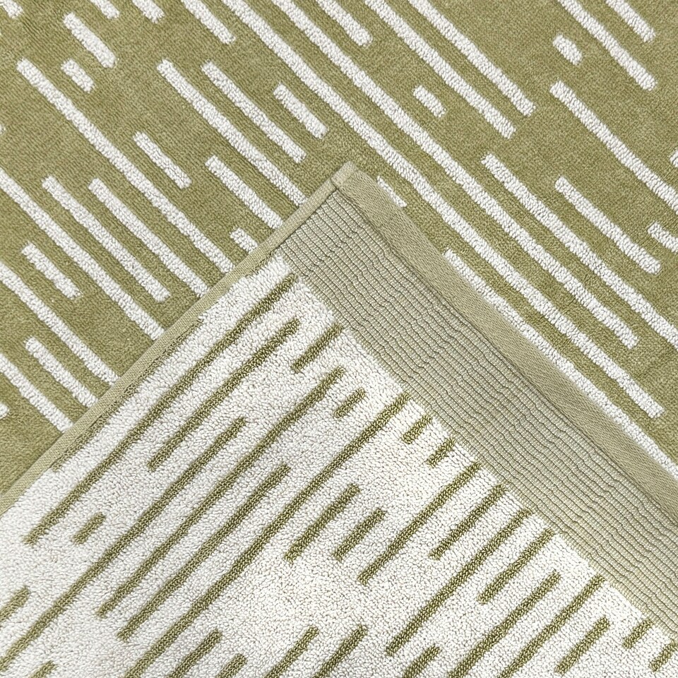 image 1 of Barcode Stripe Pop Up Zero Twist Towels Green | Bath towel