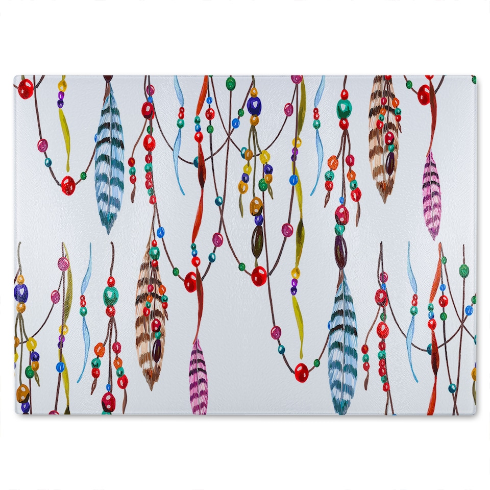 image 1 of Ribbon & Bead Glass Chopping Board | Multi