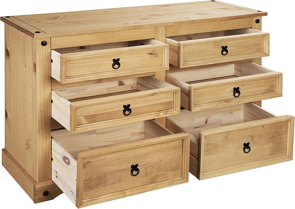 image 1 of Corona Chest of Drawers Pine 6 Drawer Solid Mexican Wax Sideboard