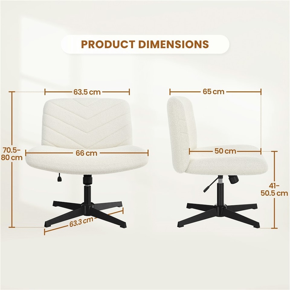 image 1 of Yaheetech Upholstered Swivel Desk Chair with No Arms Ivory White | Ivory